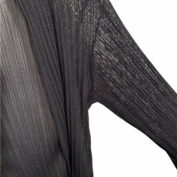 MM Lafleur Graham Kimono Duster Cardigan Black Ribbed-Knit Side Slit Shawl - Picture 11 of 11